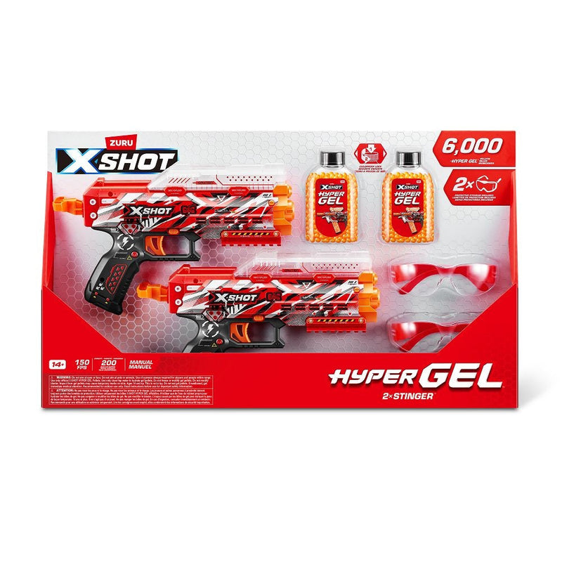 X-Shot Hyper Gel Stinger Blaster with 6000 Hyper Gel Rounds, 2-Pack O4