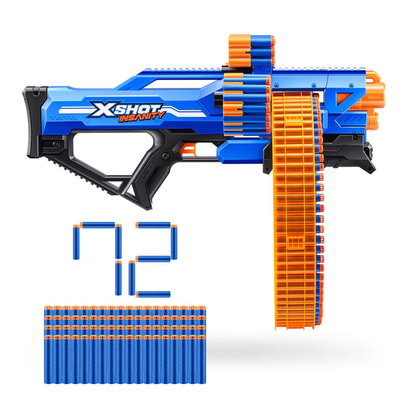 X-Shot Insanity S1 Mad Mega Barrel Dart Blaster, 72-Darts, Ages 8+ O6