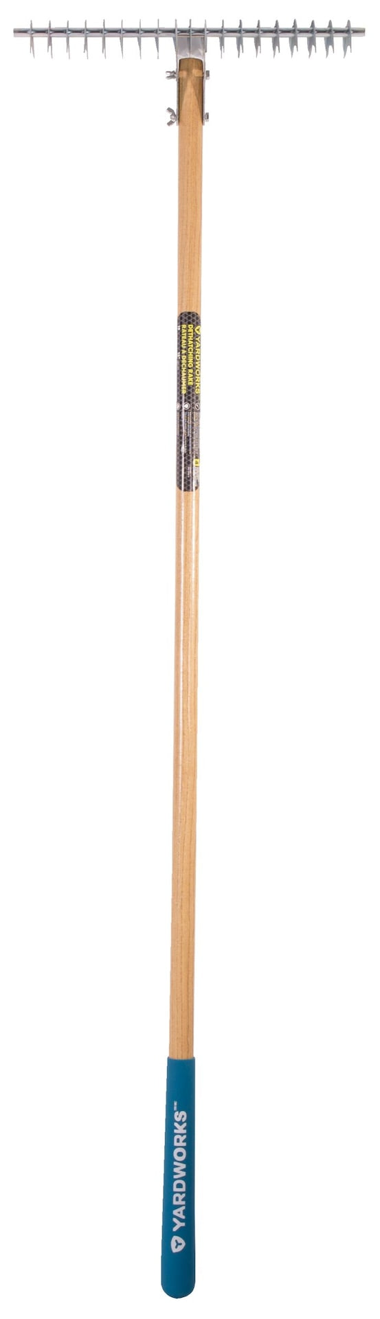 Yardworks 15-in Wide Metal 19-Tine Thatch Rake, 54-in Ash Wood Shaft D8