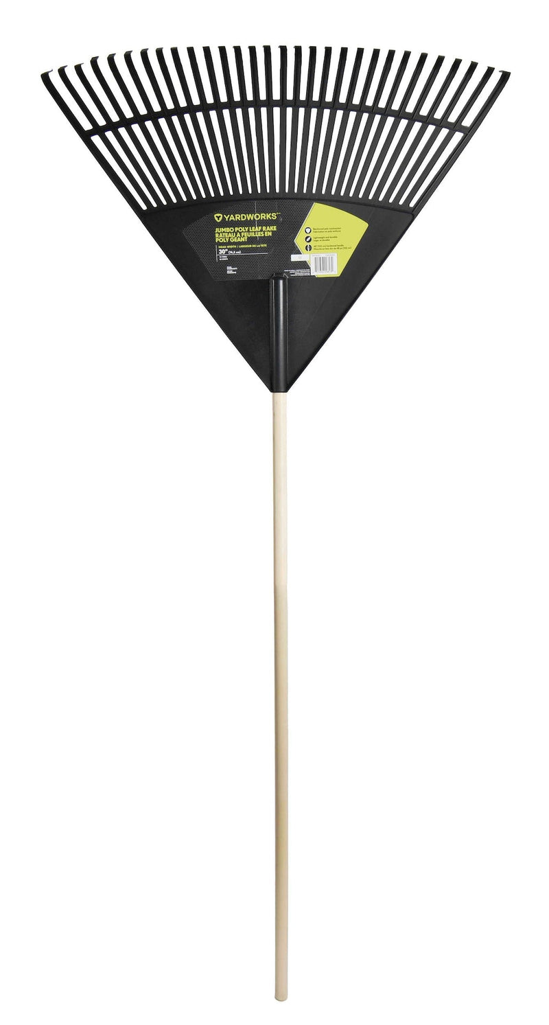 Yardworks 30-Tine Jumbo Leaf Rake with Hardwood Shaft, 30-in V9