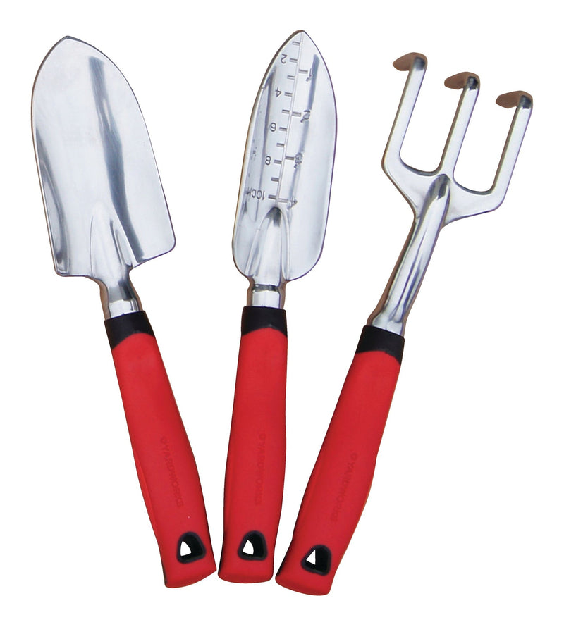 Yardworks Aluminium Garden Tool Set with Rubber Handles, Assorted Colours, 3-pc B2