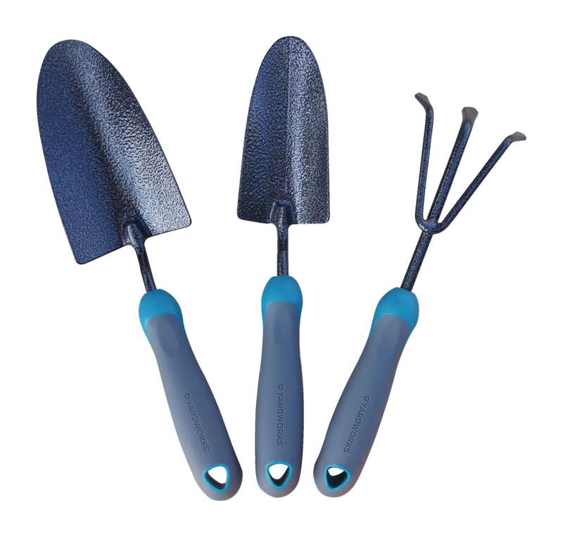 Yardworks Carbon-Steel Garden Tool Set with Rubber Handles, Hammertone Finish, 3-pc X6