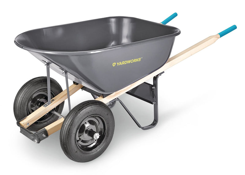 Yardworks Steel Tray 2-Wheel Garden Wheelbarrow, 6-cu-ft A9