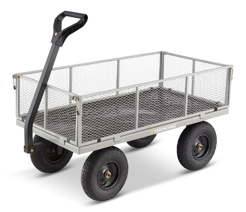 Yardworks Steel Tray 4-Wheel Mesh Garden/Yard Cart with Removable Sides, 1200-lb F7