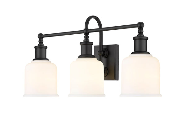 Z-Lite Bryant 3-Light Vanity Light, Black with Opal Shade P7
