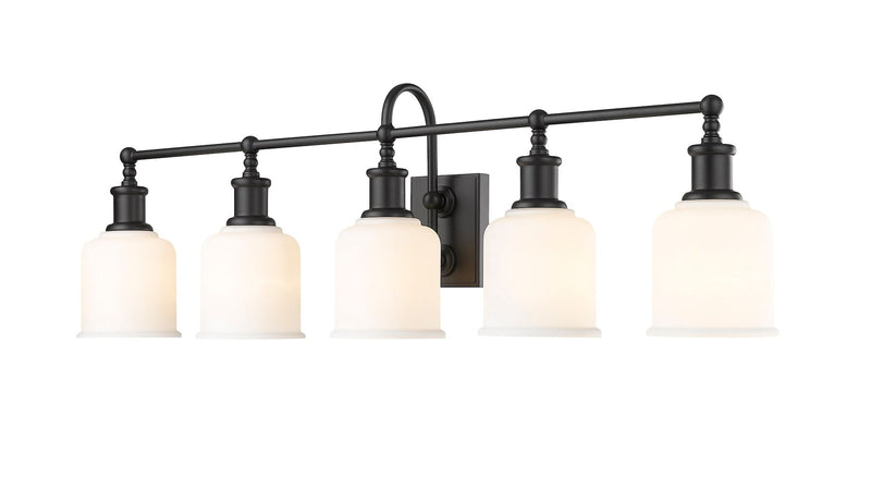 Z-Lite Bryant 5-Light Vanity Light, Black with Opal Shade S9