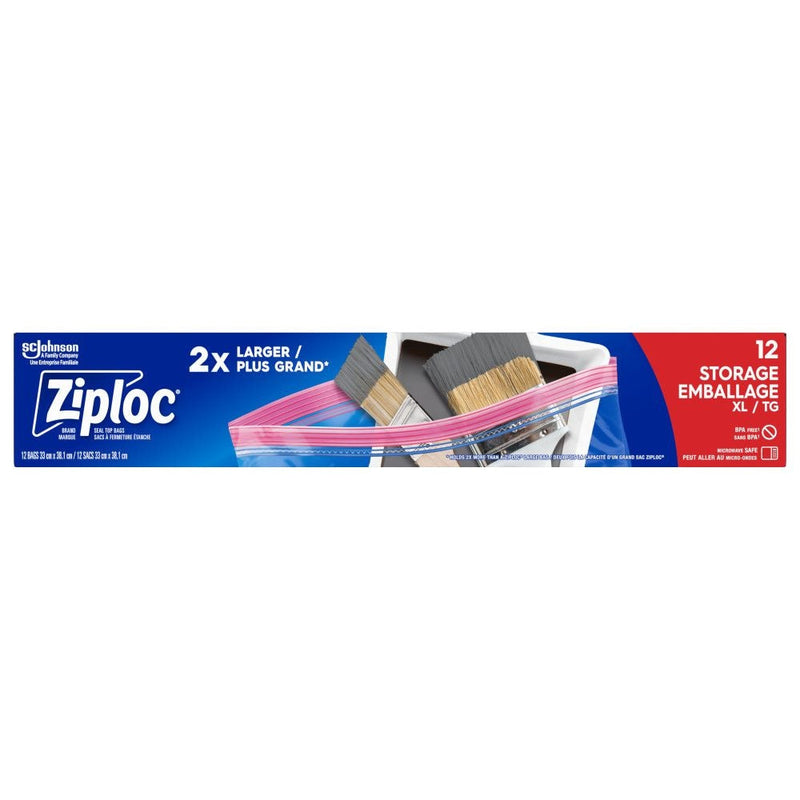 Ziploc Extra Large Reclosable Food Storage Bags, Reusable, 12-pk C1