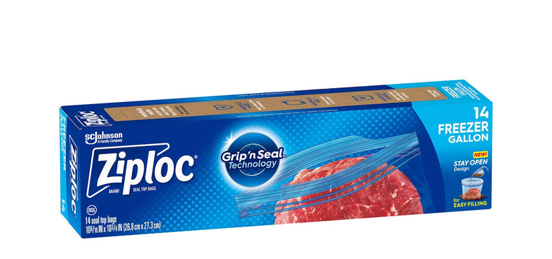 Ziploc Large Plastic Freezer Bags, 3.78-L, 14-pk I2