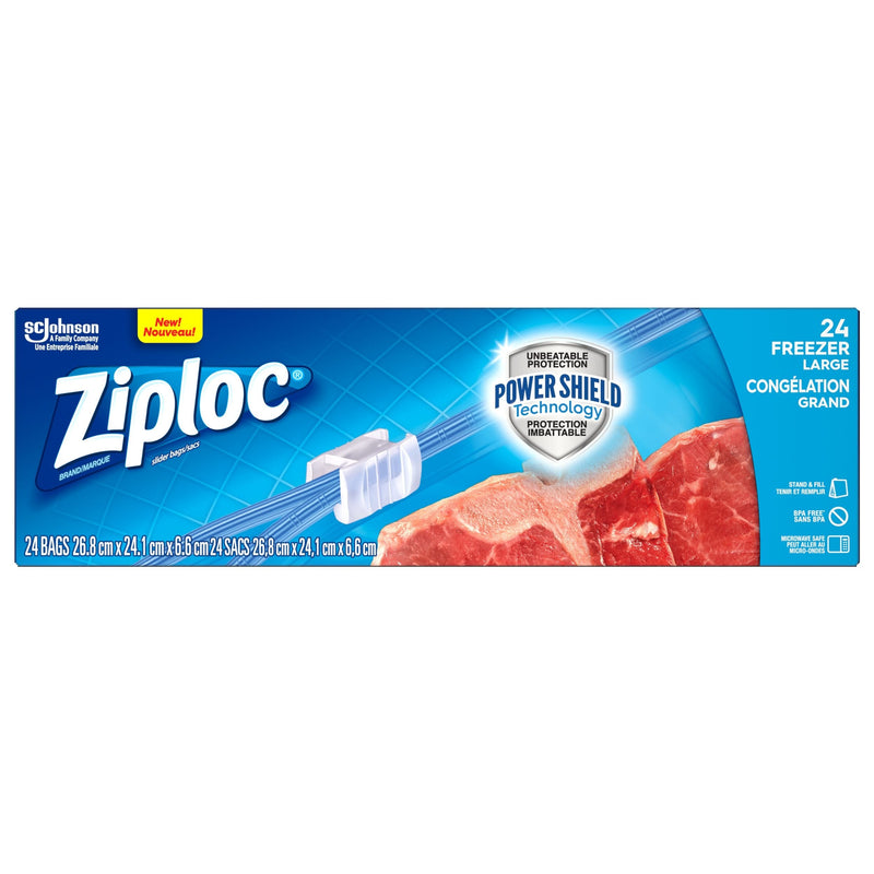 Ziploc Large Slider Plastic Freezer Bag, 950-mL, 24-pk S1