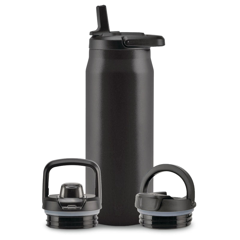 Zulu Core Vacuum Insulated Stainless Steel Bottle, 32-oz, Black, with Multi Lid I7