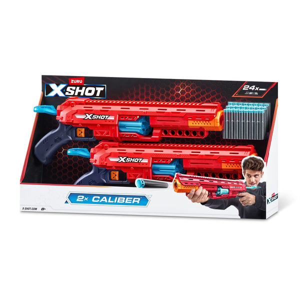 Zuru X-Shot Excel Caliber Pump-Action Dart Blaster with 24 Darts, 2-pk, Ages 8+ E1