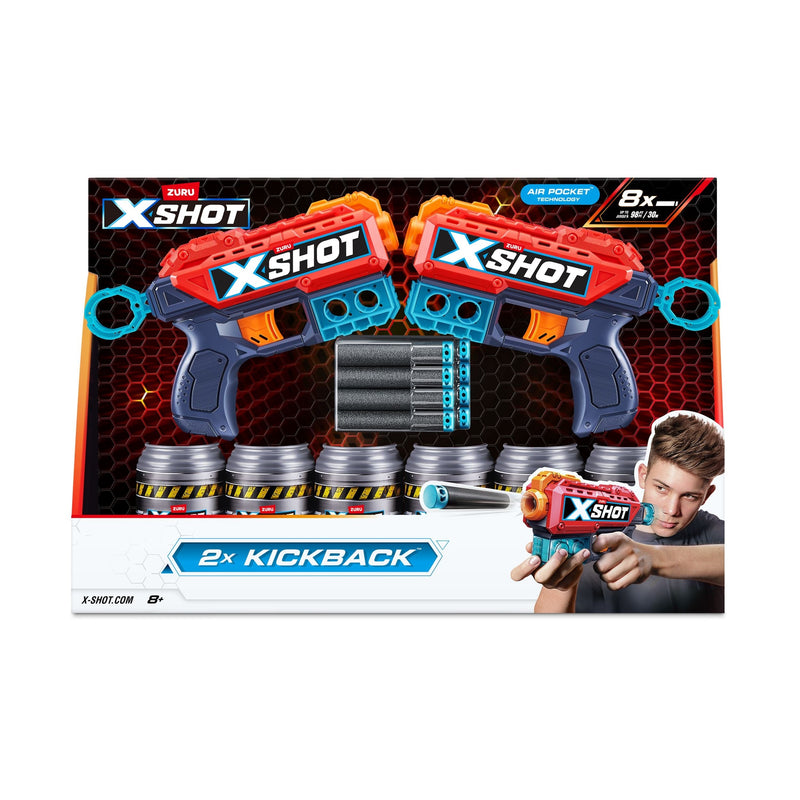 Zuru X-Shot Excel Double Kickback Dart Blaster, Includes 6 Cans & 8 Darts, 2-pk, Ages 8+ Z0