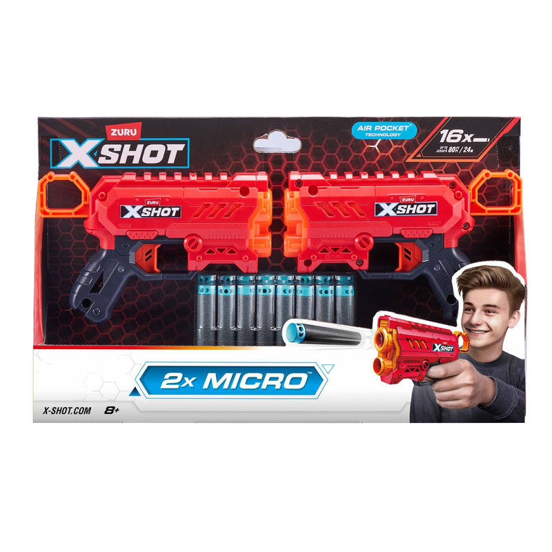 Zuru X-Shot Micro Foam Dart Blaster, Includes 16 Darts, 2-pk, Ages 8+ A2
