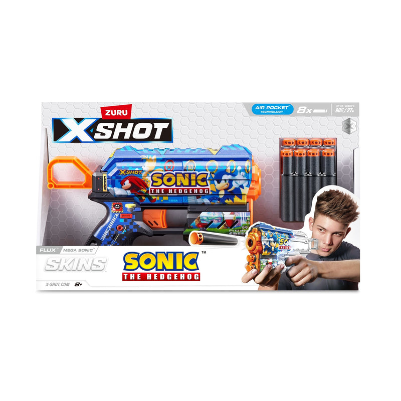 Zuru X-Shot Skins Sonic the Hedgehog Flux Blaster, Includes 8 Darts, Ages 8+ L4