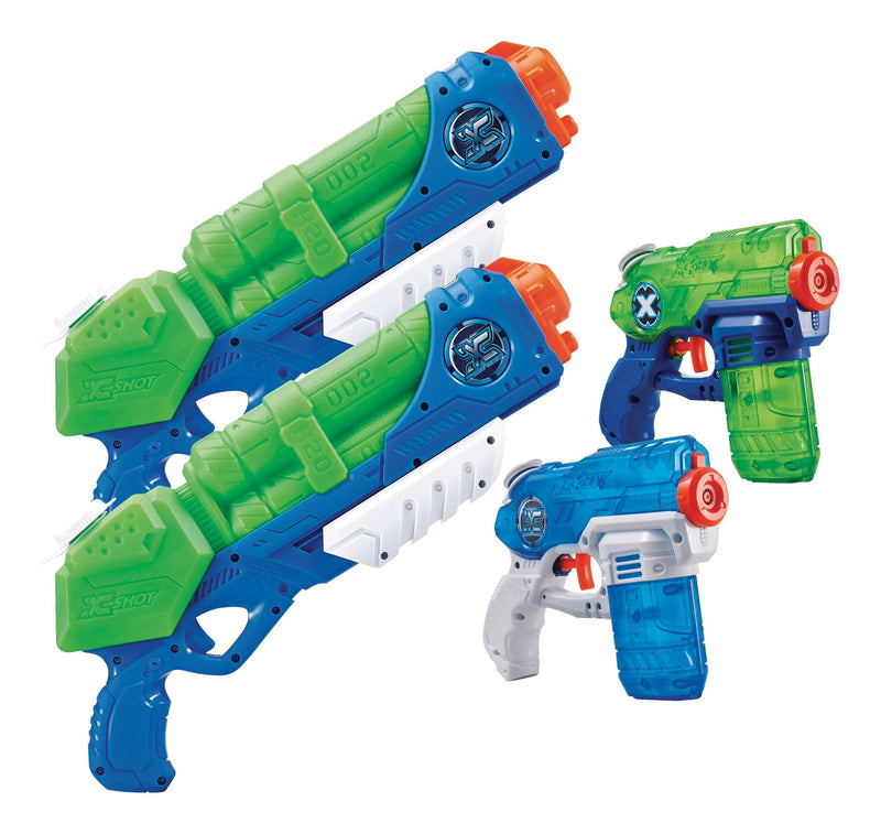 ZURU X-Shot Typhoon Thunder & Stealth Soaker Water Blasters Set, Kids' Toy, Age 5+, 4-pk X9